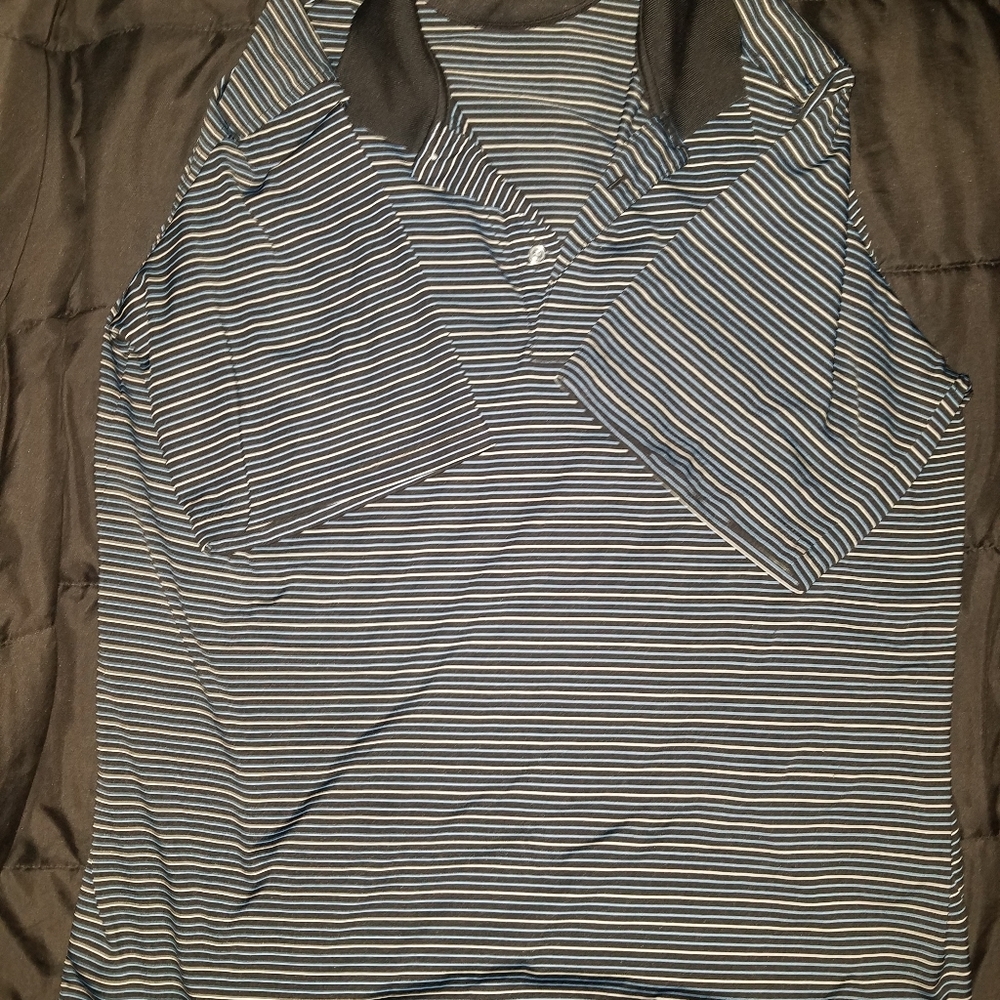Polo shirt black white blue stripes George XL